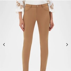 Lafayette 148 New York Mercer Pants Acclaimed Stretch Mid-Rise Skinny Camello 6